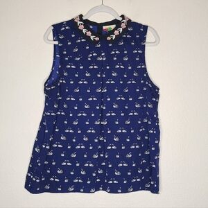ModCloth FERVOUR Swan Print Top XL